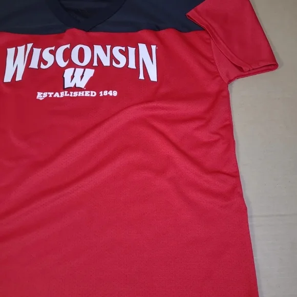 Vintage 90s Wisconsin Badgers UW Mesh Jersey‎ T-Shirt Majestic USA Made - Picture 10 of 12